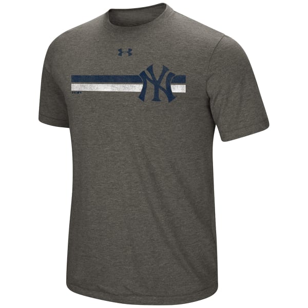 UNDER ARMOUR Men's New York Yankees Tri-Blend Stripe Logo Short-Sleeve Tee