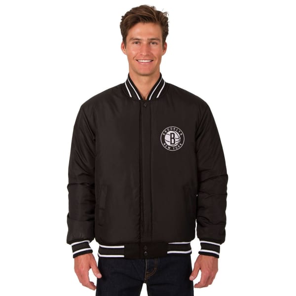 JH Design Men's Brooklyn Nets Black Bomber Jacket, XXL