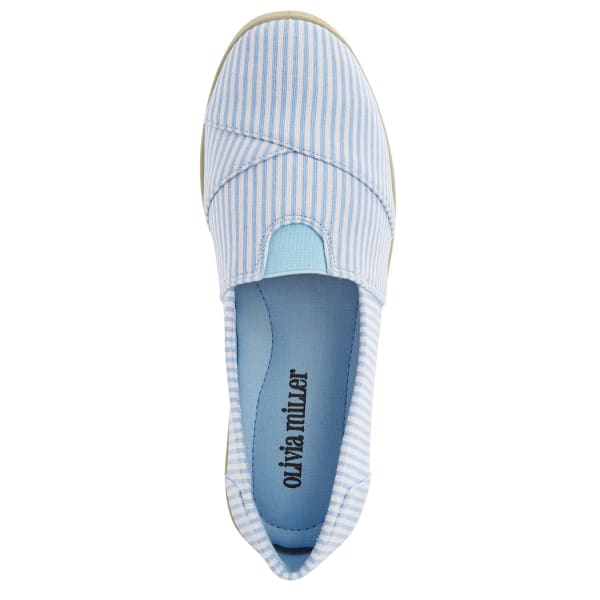 OLIVIA MILLER Women's Stripe Canvas Slip-On Casual Shoes