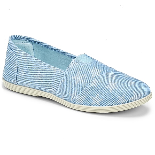 OLIVIA MILLER Women's Denim Star Print Slip-On Casual Shoes