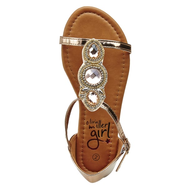 OLIVIA MILLER Girls' Rhinestone Flat Sandals