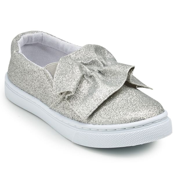 OLIVIA MILLER Girls' Ruffle Glitter Casual Slip-On Shoes