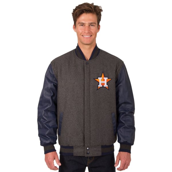 HOUSTON ASTROS Men's Wool and Leather Reversible One Logo Jacket