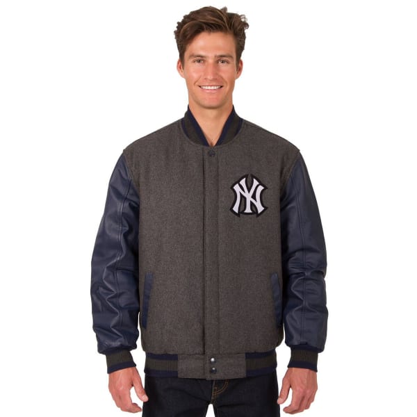 NEW YORK YANKEES Men's Wool and Leather Reversible One Logo Jacket