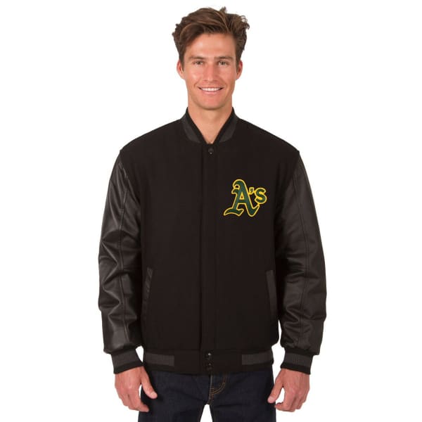 OAKLAND ATHLETICS Men's Wool and Leather Reversible One Logo Jacket