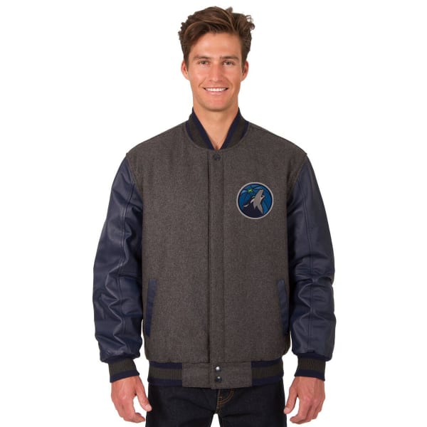 MINNESOTA TIMBERWOLVES Men's Wool and Leather Reversible One Logo Jacket