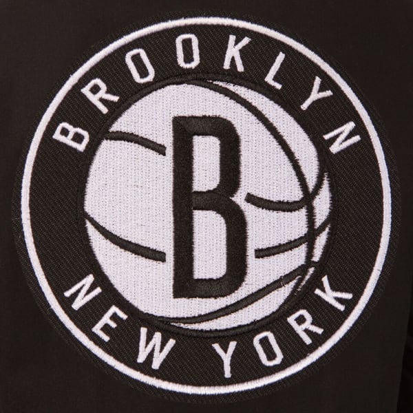 NEW YORK NETS Men's Wool and Leather Reversible One Logo Jacket