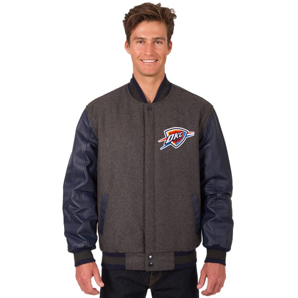 OKLAHOMA CITY THUNDER Men's Wool and Leather Reversible One Logo Jacket