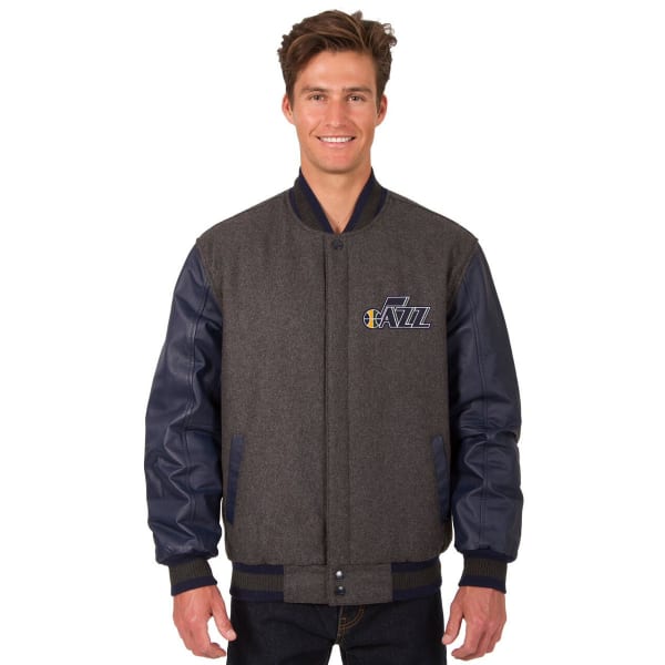 UTAH JAZZ Men's Wool and Leather Reversible One Logo Jacket