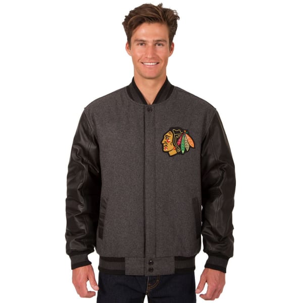 CHICAGO BLACKHAWKS Men's Wool and Leather Reversible One Logo Jacket