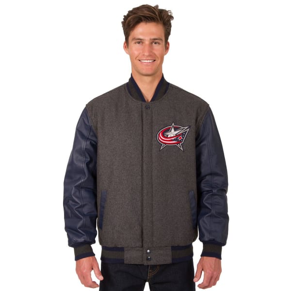 COLUMBUS BLUE JACKETS Men's Wool and Leather Reversible One Logo Jacket