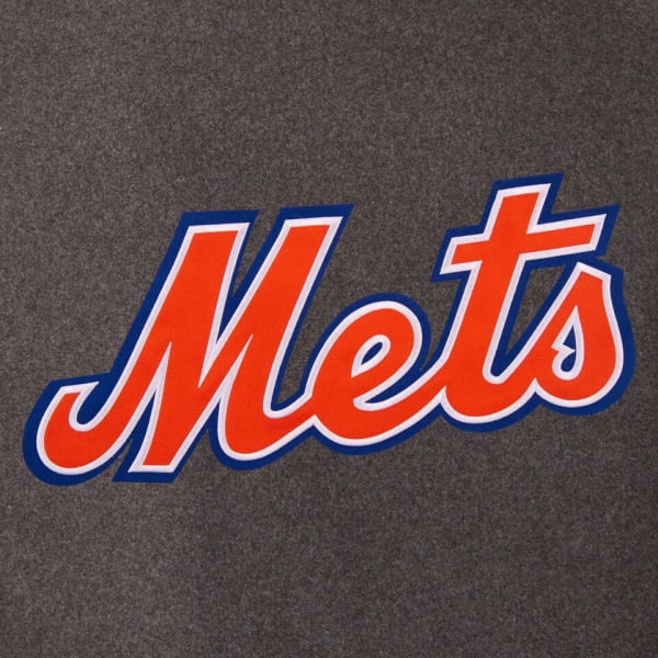 NEW YORK METS Men's Wool and Leather Reversible One Logo Jacket