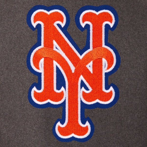 NEW YORK METS Men's Wool and Leather Reversible One Logo Jacket