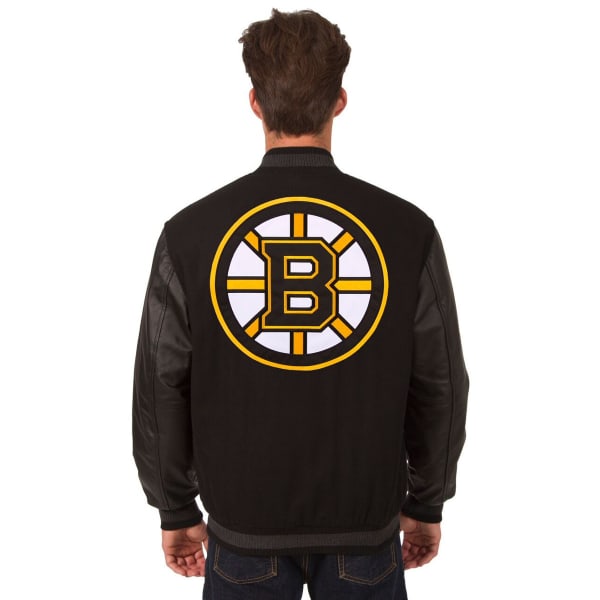 BOSTON BRUINS Men's Wool and Leather Reversible Logo(2) Jacket