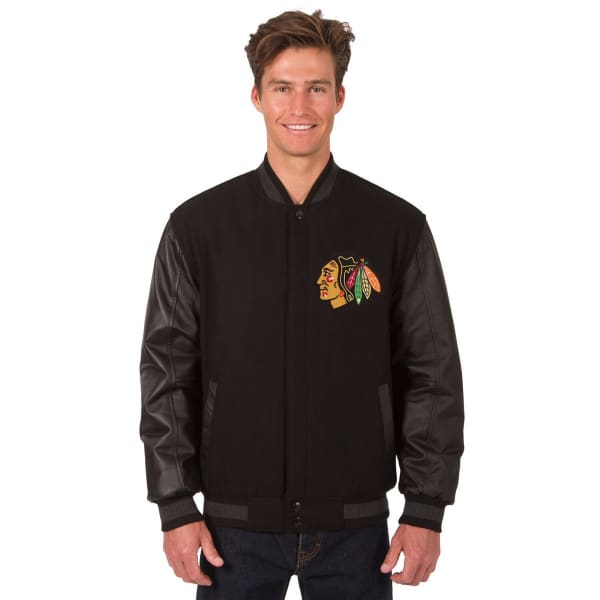 CHICAGO BLACKHAWKS Men's Wool and Leather Reversible Logo(2) Jacket