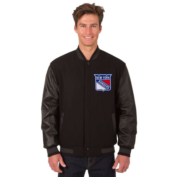 NEW YORK RANGERS Men's Wool and Leather Reversible Logo(2) Jacket