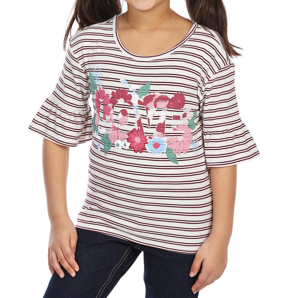 RANSOM GIRL Big Girls' Ruffle Striped Sleeve Tee