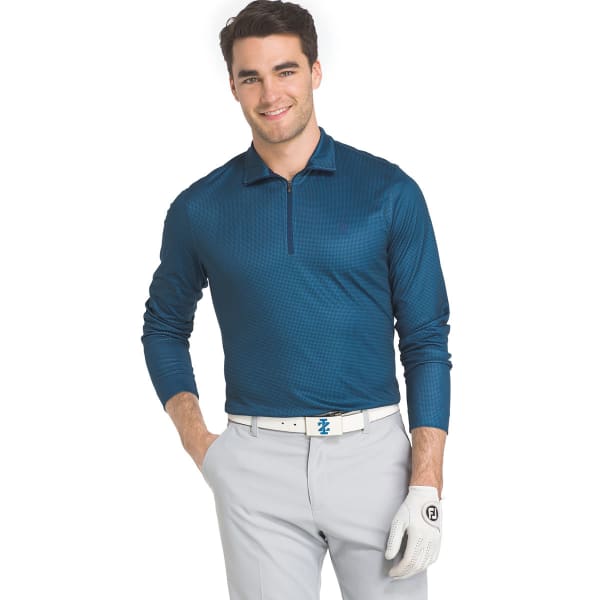 IZOD Men's Golf Houndstooth 1/4 Zip Long-Sleeve Pullover