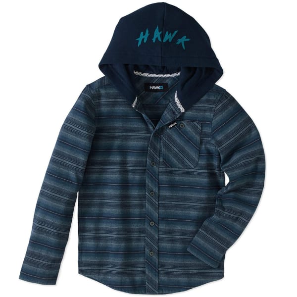 TONY HAWK Big Boys' Flannel Long-Sleeve Shirt with Fleece Hood