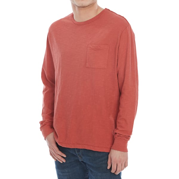 ALPHA BETA Guys' Solid Slub Knit Crew Long-Sleeve Tee