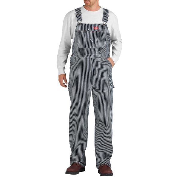 DICKIES Men's Striped Bib Overalls, Hickory Stripe