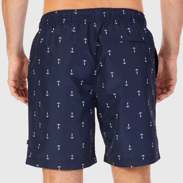 NAUTICA Men's Quick-Dry Anchor-Print Swim Trunks