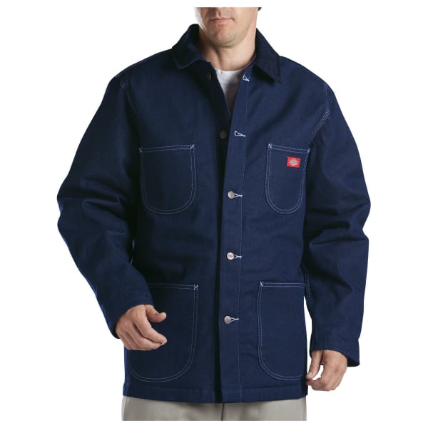 DICKIES Men's Denim Blanket Lined Chore Coat, Indigo Blue