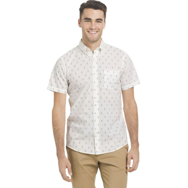 IZOD Men's Breeze Printed Poly Poplin Short-Sleeve Shirt