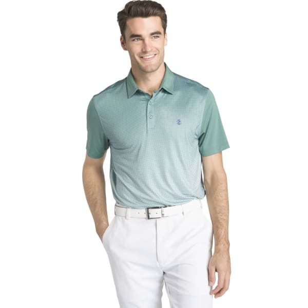 IZOD Men's Gingham Printed Performance Golf Short-Sleeve Polo Shirt