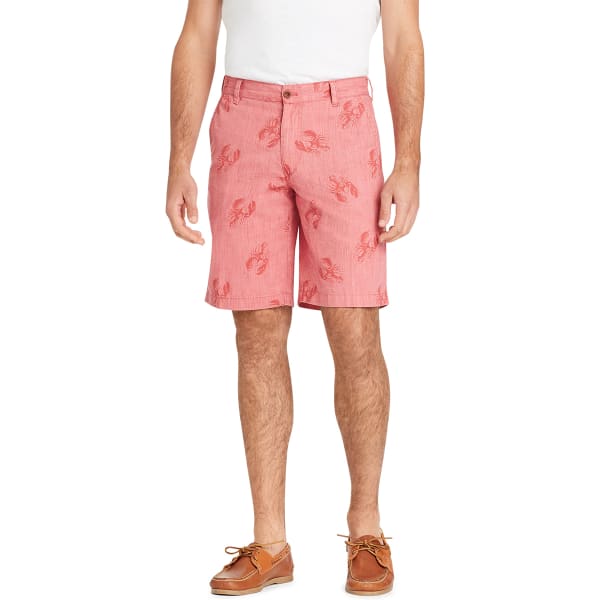 IZOD Men's Dockside Tonal Lobster Print Flat-Front Shorts