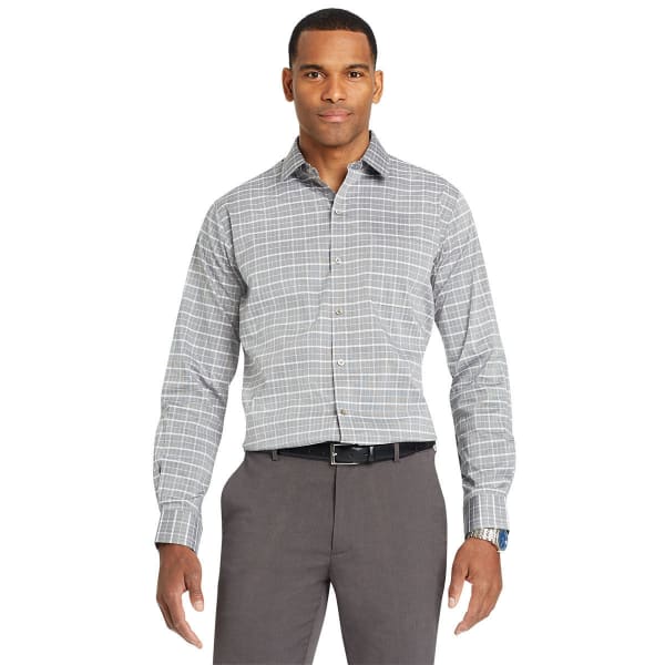 VAN HEUSEN Men's Traveler Plaid Woven Long-Sleeve Shirt