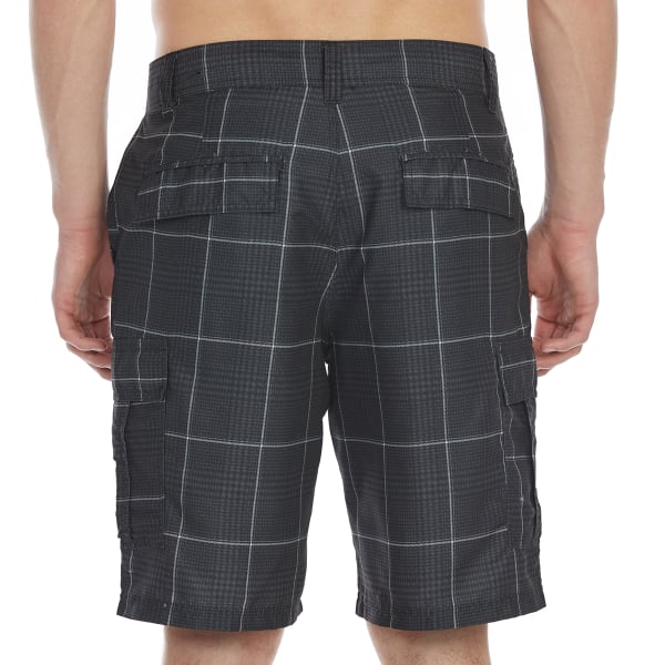 BURNSIDE Guys' Plaid Microfiber Cargo Shorts