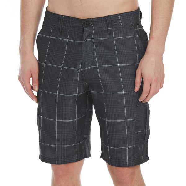 BURNSIDE Guys' Plaid Microfiber Cargo Shorts