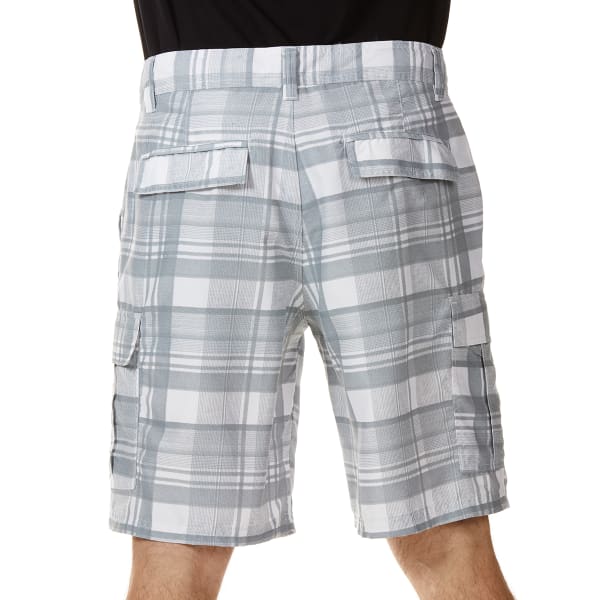 BURNSIDE Guys' Plaid Microfiber Cargo Shorts