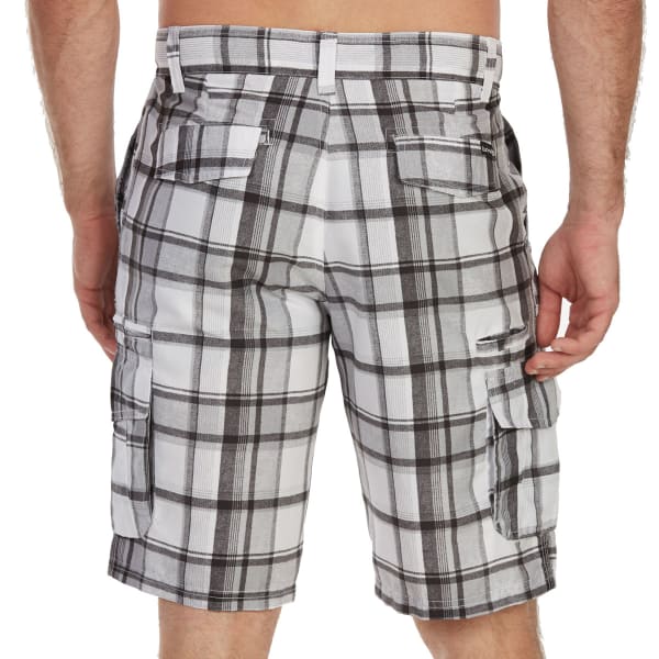 BURNSIDE Guys' Plaid Microfiber Cargo Shorts