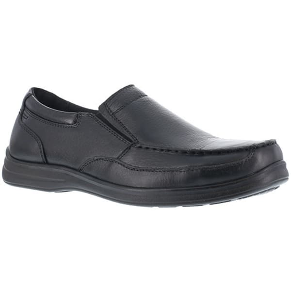 FLORSHEIM WORK Men's Wily Steel Toe Moc Toe Slip On Shoe, Black