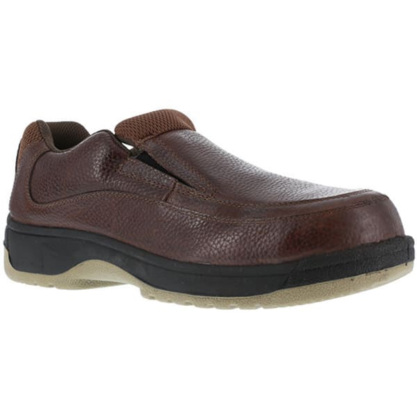 FLORSHEIM WORK Men's Lucky Steel Toe Eurocasual Slip On Shoe, Dark Brown