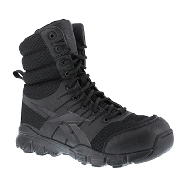 REEBOK WORK Men's Dauntless Ultra-Light Soft Toe Seamless 8" W/ Side Zip Tactical Boot, Black