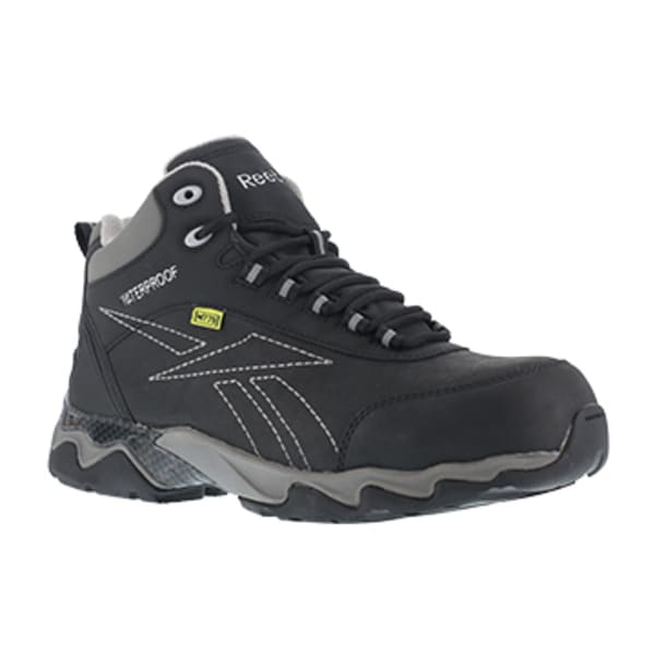 REEBOK WORK Women's Beamer Composite Toe Internal Met Guard Waterproof Athletic Hiker, Black/Grey