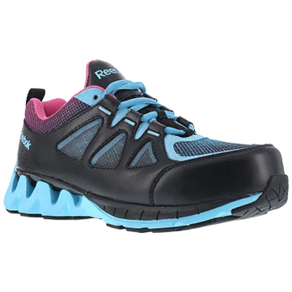 REEBOK WORK Women's ZigKick Work Composite Toe Athletic Oxford Sneakers, Black/Blue/Pink