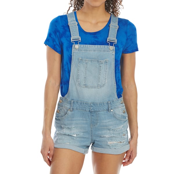 BLUE SPICE Juniors' Destructed Denim Shortalls