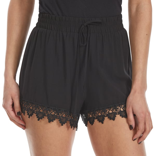 AMBIANCE Juniors' Woven Lace Trim Shorts