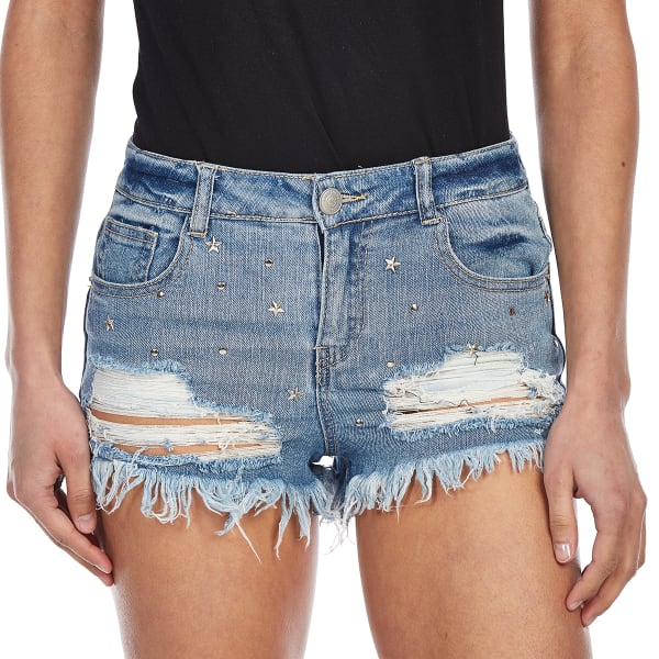 ALMOST FAMOUS Juniors' Star Embossed Denim Shorts