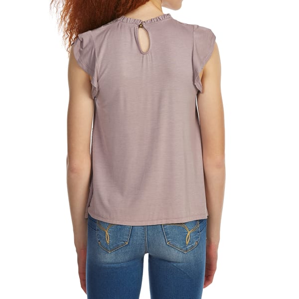 TAYLOR & SAGE Juniors' High-Neck Lace Detail Top