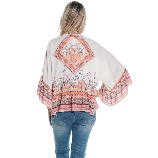 TAYLOR & SAGE Juniors' Sage Print Kimono Top