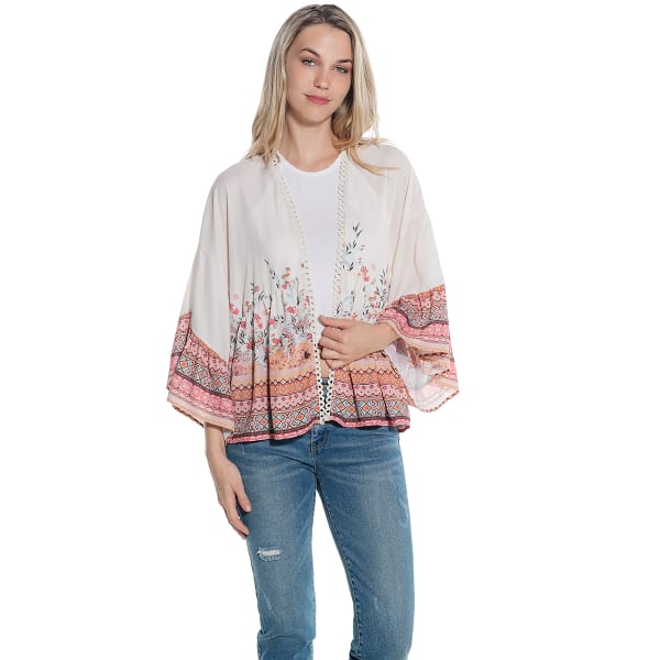 TAYLOR & SAGE Juniors' Sage Print Kimono Top