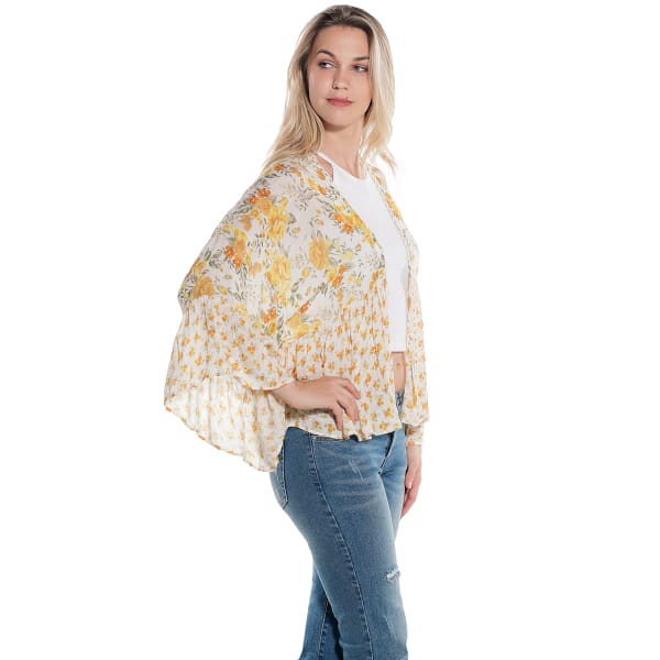 TAYLOR & SAGE Juniors' Floral Print Kimono Top