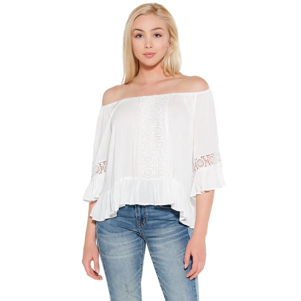 TAYLOR & SAGE Juniors' Ruffle Hem Long-Sleeve Top