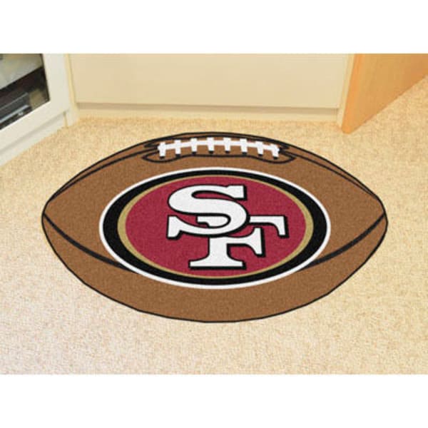 FAN MATS San Francisco 49ers Football Mat, Brown/Scarlet