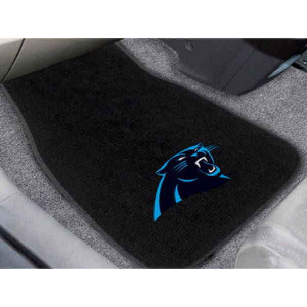 FAN MATS Carolina Panthers 2-Piece Embroidered Car Mat Set, Black